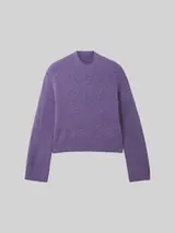 TOM TAILOR DENIM Damen Gerippter Pullover mit recyceltem Polyester, lila, Meliert – Bild 1