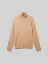 TOM TAILOR Herren Strickpullover mit Rollkragen, braun, Meliert – Bild 1