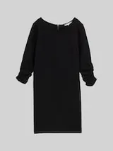 TOM TAILOR DENIM Damen Mini-Kleid mit 3/4 Arm, schwarz, Uni – Bild 1
