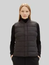 TOM TAILOR Damen Lightweight Weste, schwarz, Uni – Bild 1
