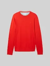 TOM TAILOR Herren Basic Strickpullover aus Baumwolle, rot, Uni – Bild 1