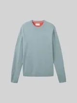 TOM TAILOR Herren Basic Strickpullover aus Baumwolle, blau, Uni – Bild 1