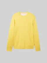 TOM TAILOR Herren Basic Strickpullover aus Baumwolle, gelb, Uni – Bild 1