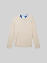 TOM TAILOR Herren Basic Strickpullover aus Baumwolle, braun, Uni – Bild 1