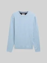TOM TAILOR Herren Basic Strickpullover aus Baumwolle, blau, Meliert – Bild 1