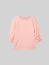 TOM TAILOR DENIM Damen Sweatshirt mit Raffungen, rosa, Uni – Bild 1