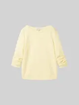 TOM TAILOR DENIM Damen Sweatshirt mit Raffungen, gelb, Uni – Bild 1
