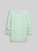 TOM TAILOR DENIM Damen Sweatshirt mit Streifenmuster, grün, Gestreift – Bild 1