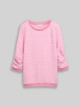 TOM TAILOR DENIM Damen Sweatshirt mit Streifenmuster, rosa, Gestreift – Bild 1
