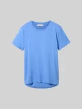 TOM TAILOR DENIM Damen Loose Fit T-Shirt aus Baumwolle, blau, Uni – Bild 1