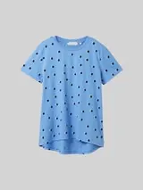 TOM TAILOR DENIM Damen Loose Fit T-Shirt aus Baumwolle, blau, Gepunktet – Bild 1