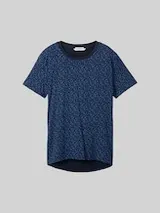 TOM TAILOR DENIM Damen Loose Fit T-Shirt aus Baumwolle, blau, Gemustert – Bild 1