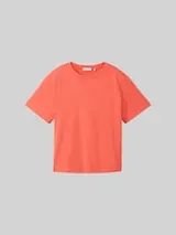 TOM TAILOR DENIM Damen Boxy Fit T-Shirt aus Baumwolle, rot, Uni – Bild 1