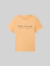 TOM TAILOR Damen T-Shirt mit Logo-Stickerei, orange – Bild 1