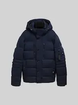 TOM TAILOR Herren Pufferjacke mit abnehmbarer Kapuze, blau, Uni – Bild 1