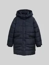 TOM TAILOR DENIM Damen Puffermantel mit abnehmbarer Kapuze, blau, Uni – Bild 1