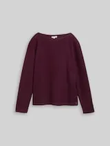 TOM TAILOR Damen Soft-Touch Sweatshirt mit Knopf-Details, rot, Meliert – Bild 1