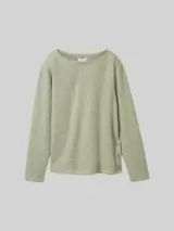 TOM TAILOR Damen Soft-Touch Sweatshirt mit Knopf-Details, grün, Meliert – Bild 1