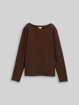 TOM TAILOR Damen Soft-Touch Sweatshirt mit Knopf-Details, braun, Meliert – Bild 1