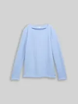 TOM TAILOR Damen Soft-Touch Sweatshirt mit Knopf-Details, blau, Meliert – Bild 1