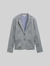 TOM TAILOR Damen Regular Fit Blazer im Karomuster, blau, Kariert – Bild 1