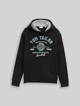TOM TAILOR Herren Hoodie Sweatshirt mit Logo-Print, schwarz, Uni – Bild 1