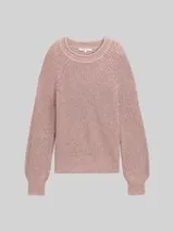 TOM TAILOR DENIM Damen Strickpullover mit leichten Ballonärmeln, rosa, Meliert – Bild 1