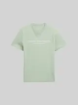 TOM TAILOR DENIM Herren Basic T-Shirt mit Logo-Print, grün, Uni – Bild 1