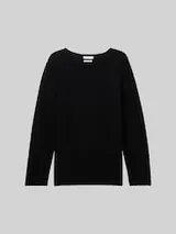 TOM TAILOR Damen Plus Size - Strickpullover aus Bio-Baumwolle, schwarz, Uni – Bild 1