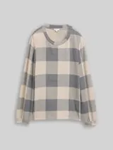 TOM TAILOR Damen Langarmshirt mit Muster, schwarz, Kariert – Bild 1