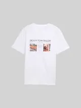 TOM TAILOR DENIM Herren T-Shirt mit Foto-Print, weiß, Uni – Bild 1