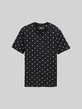 TOM TAILOR DENIM Herren Alloverprint T-Shirt aus Baumwolle, schwarz, Gemustert – Bild 1