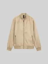 TOM TAILOR Herren Bomberjacke in Wildleder-Optik, braun, Uni – Bild 1
