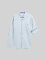 TOM TAILOR Herren Regular Fit Hemd mit verstellbarer Ärmellänge, blau, Uni – Bild 1