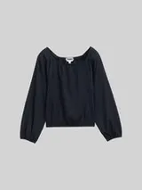 TOM TAILOR Mädchen Cropped Bluse mit Struktur, blau, Uni – Bild 1