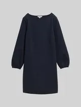 TOM TAILOR Damen Knielanges Kleid mit Struktur, blau, Uni – Bild 1