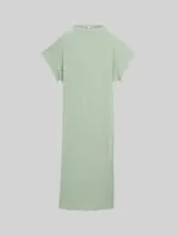 TOM TAILOR DENIM Damen Midi-Kleid mit Stehkragen, grün, Uni – Bild 1