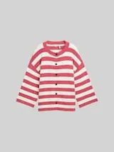 TOM TAILOR Damen Cardigan mit Streifenmuster, rot, Gestreift – Bild 1