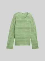 TOM TAILOR Damen Strickpullover aus Bio-Baumwolle, grün, Uni – Bild 1