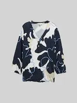 TOM TAILOR Damen Crinkle Blusenshirt, blau, Geblümt – Bild 1