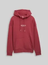 TOM TAILOR DENIM Herren Relaxed Hoodie Sweatshirt mit Logo-Print, rot, Uni – Bild 1