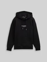 TOM TAILOR DENIM Herren Relaxed Hoodie Sweatshirt mit Logo-Print, schwarz, Uni – Bild 1