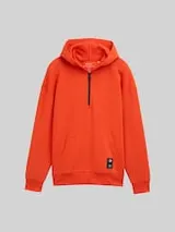 TOM TAILOR DENIM Herren Relaxed Fit Hoodie Sweatshirt mit Reißverschluss, orange, Uni – Bild 1