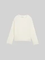 TOM TAILOR DENIM Damen Pullover mit Lochmuster, weiß, Uni – Bild 1