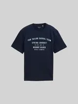 TOM TAILOR Herren T-Shirt aus Baumwolle mit Print, blau, Uni – Bild 1