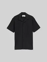 TOM TAILOR DENIM Herren Relaxed Fit Resort Kurzarmhemd, schwarz, Gemustert – Bild 1