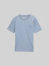 TOM TAILOR DENIM Herren T-Shirt mit Brusttasche, blau, Uni – Bild 1