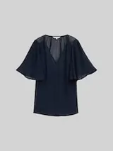 TOM TAILOR Damen Chiffon Bluse, blau, Uni – Bild 1