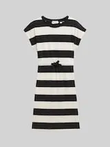TOM TAILOR Mädchen Mini-Kleid mit Streifenmuster, schwarz, Gestreift – Bild 1
