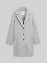TOM TAILOR Damen Wollmantel mit Eingriffstaschen, grau, Meliert – Bild 1